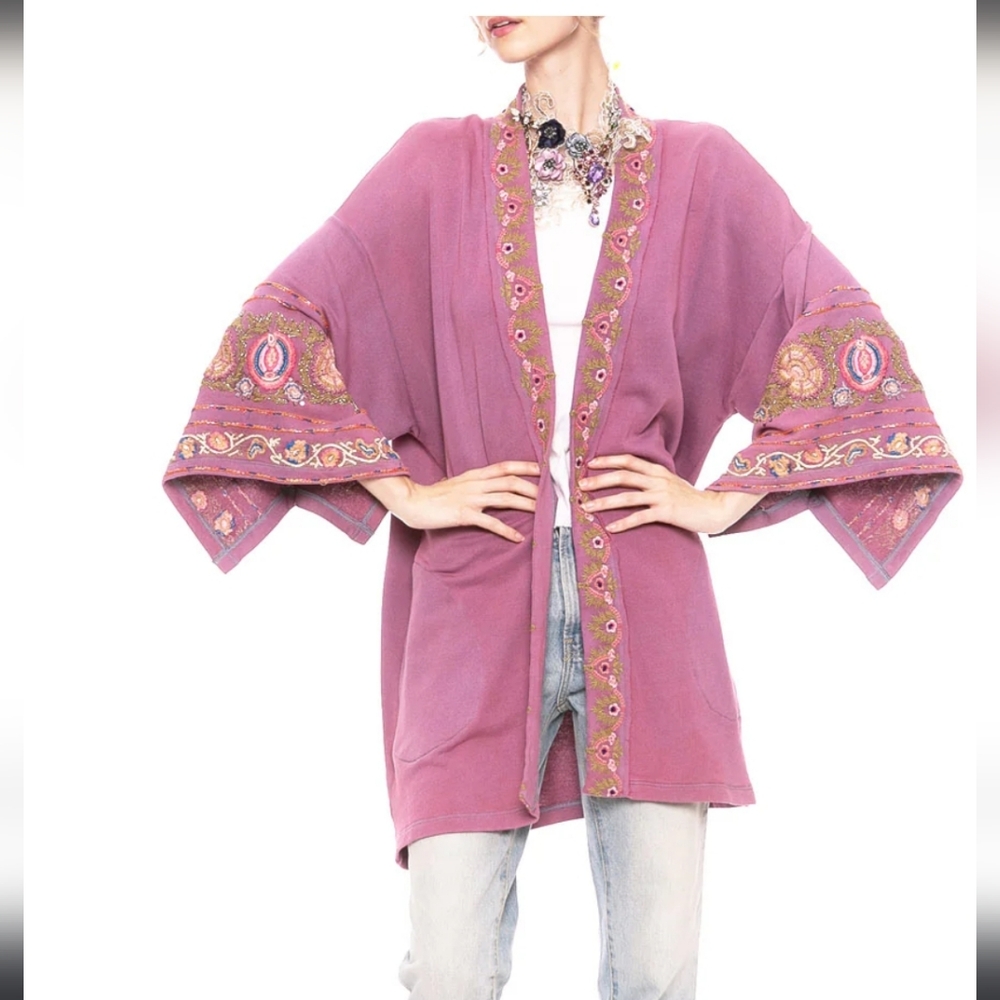 NWT ARATTA JULIETTE EMBELLISHED FRENCH TERRY KIMONO JACKET - Picture 2 of 13